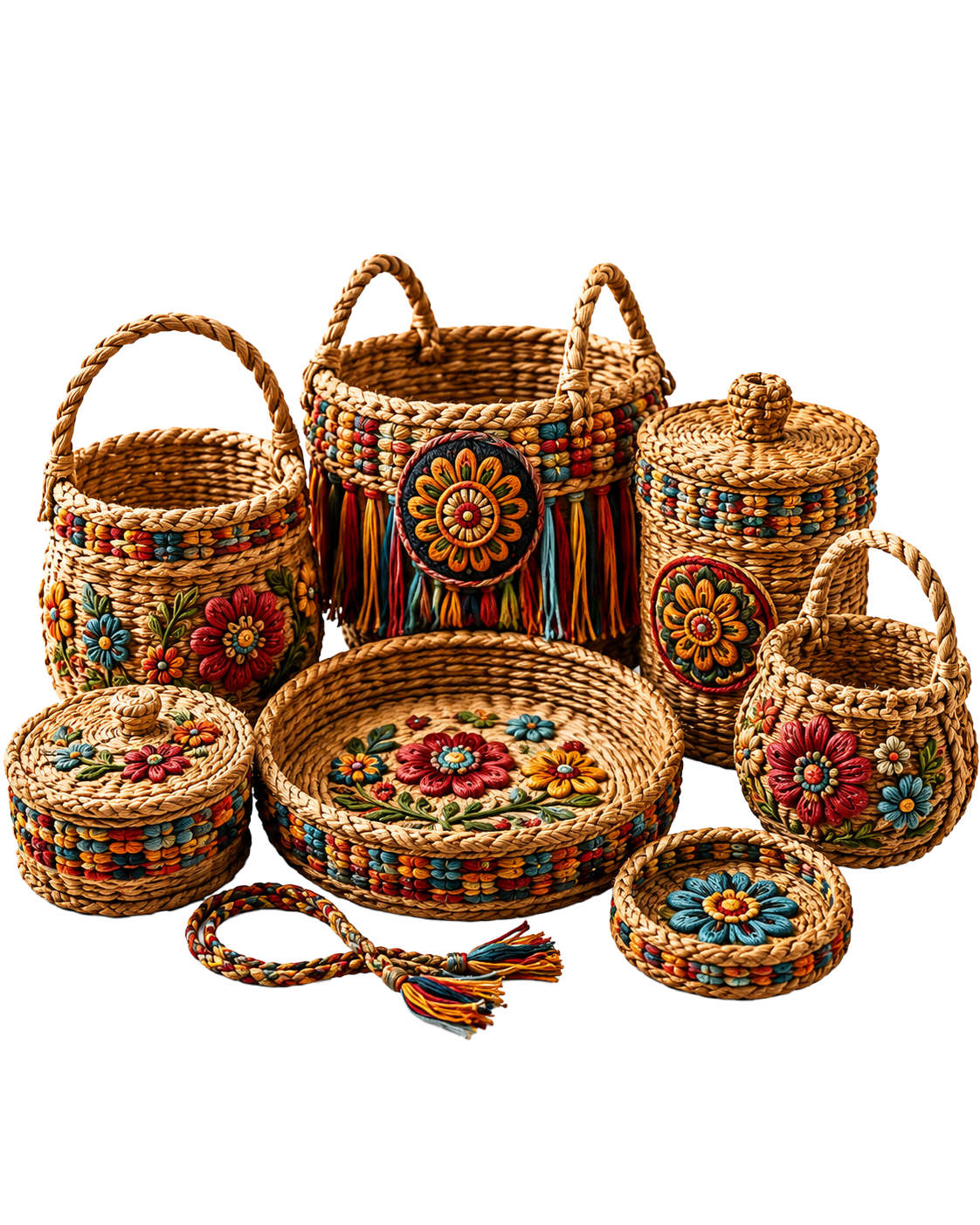 Cestaria artesanal bordada